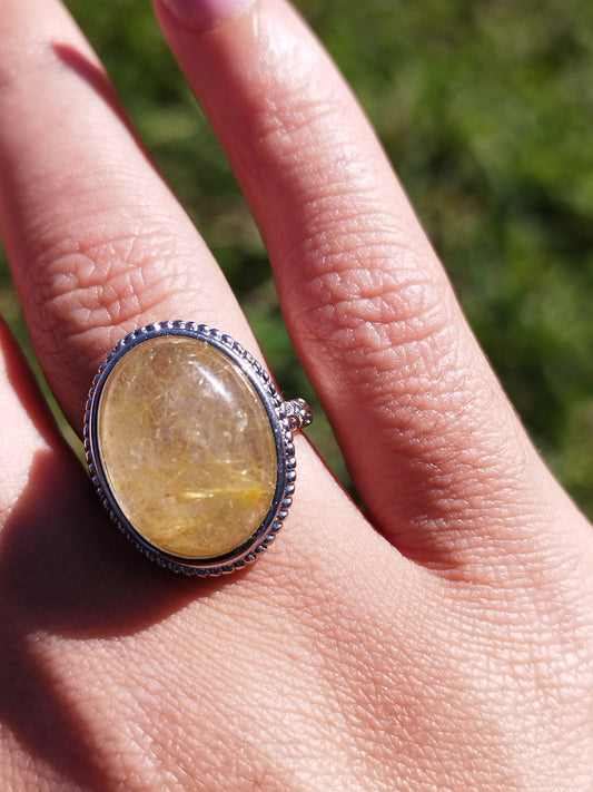 Bague quartz rutile